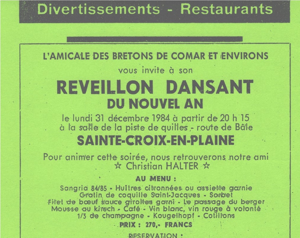 Affiche de réveillon dansant